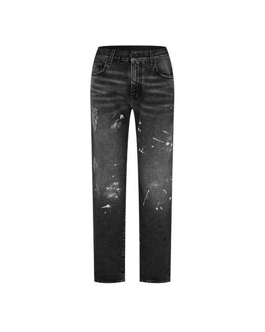 Off-White c/o Virgil Abloh Gray Off Distressed Diag Jeans for men