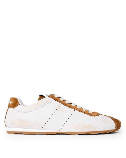 Miu Miu Brown Plume Suede Sneakers