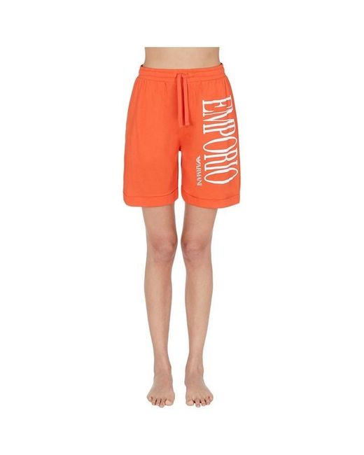 Emporio Armani Red Fleece Jogger Shorts