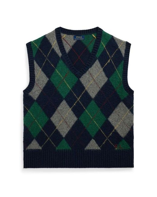 Polo Ralph Lauren Blue Diamond Wool Knitted Sweater Vest for men