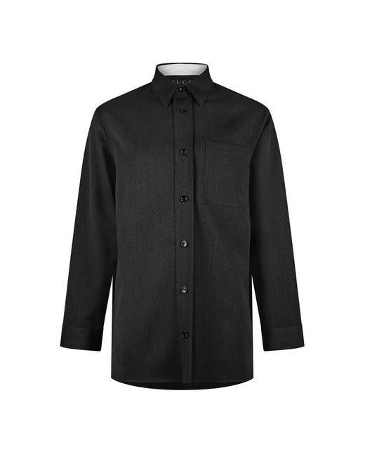 Gucci Blue Wool Shirt With Embroidery for men