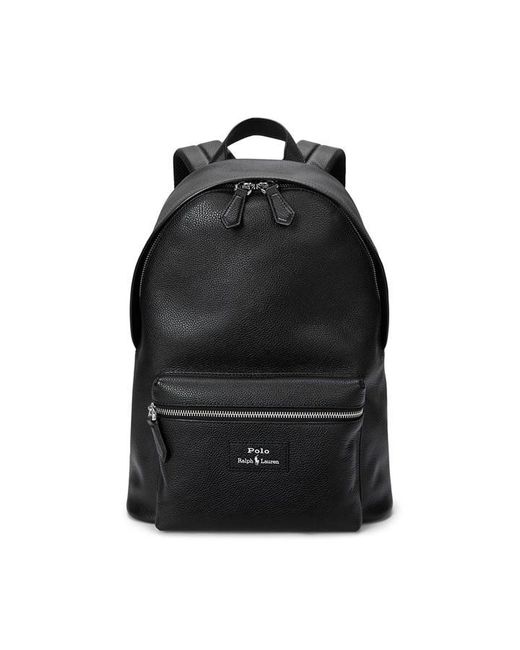 Polo Ralph Lauren Black Pebble Leather Dome Backpack for men
