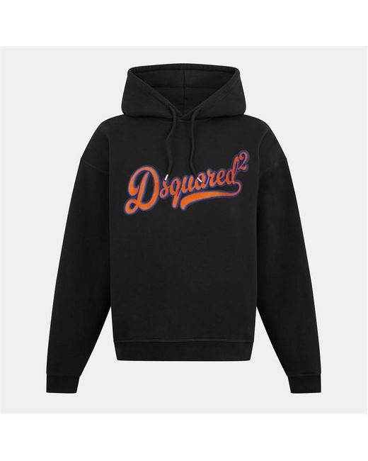 DSquared² Black Dsq Script Pull Over Hoodie for men