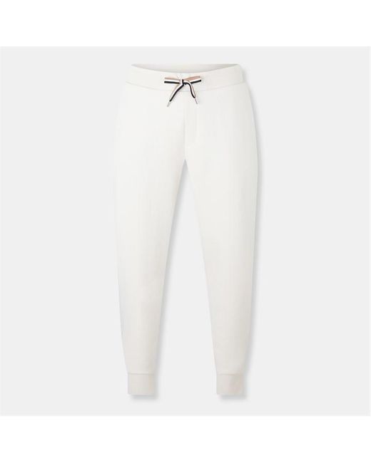 Boss White Signature-Stripe Tracksuit Bottoms for men