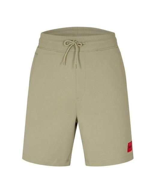 HUGO Green Jogger Fleece Shorts With Logo Detail for men