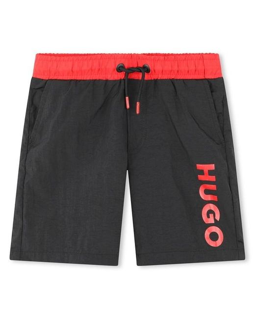 HUGO Gray Quick Dry Swim Shorts for men