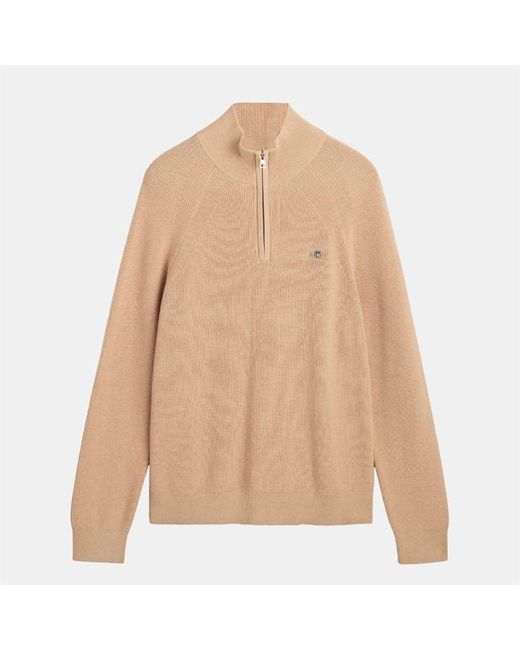 Gant Natural Cotton Wool Rib Half Zip Fleece for men