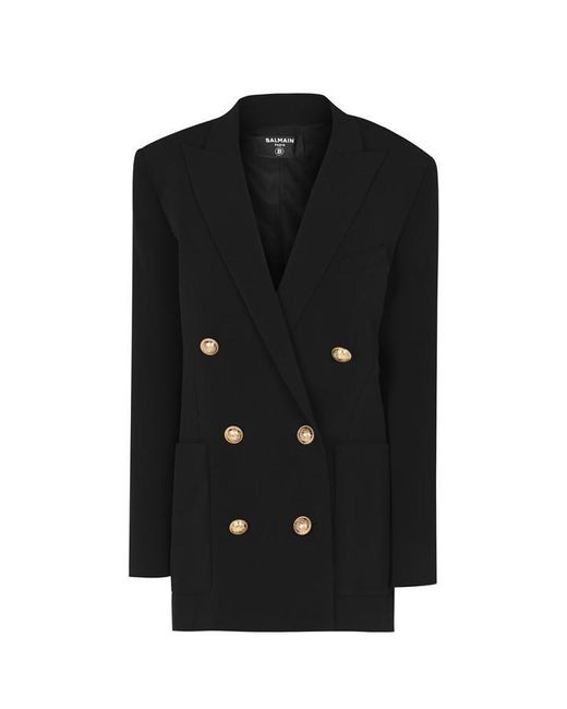 Balmain Black 6 Buttoned Boyfriend Double Breasted Viscose Long Sleeve Blazer