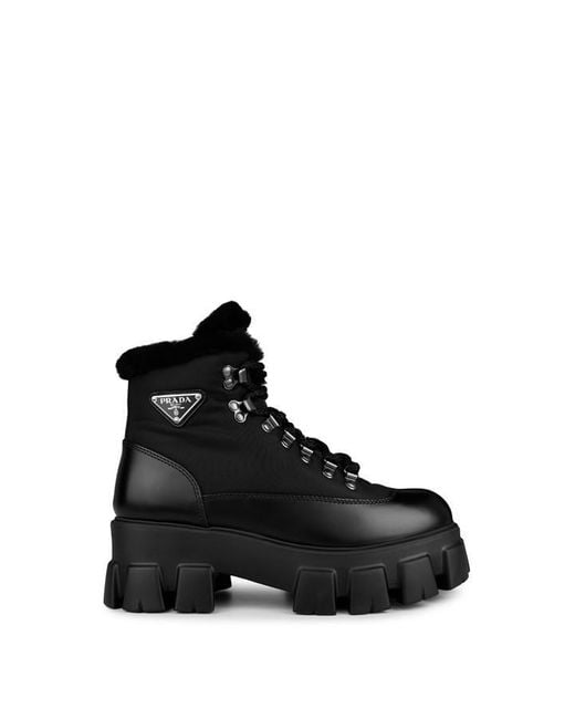 Prada Monolith Biker Boots in Black Lyst UK