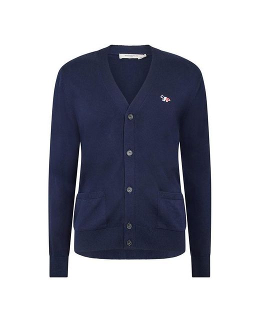 Maison Kitsuné Blue Tricolour Fox Patch Classic Cardigan for men
