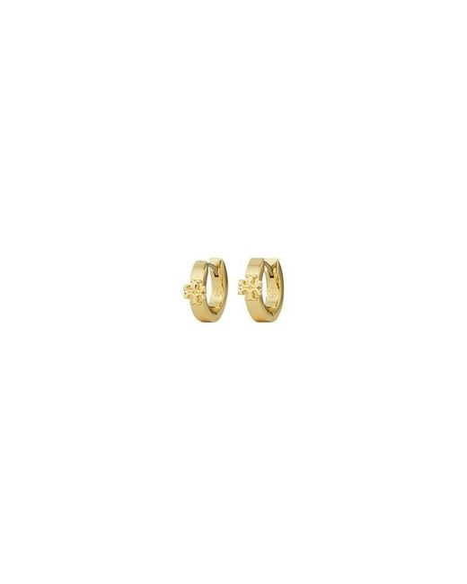 Tory Burch Metallic Curved Hoop Huggie Earrings
