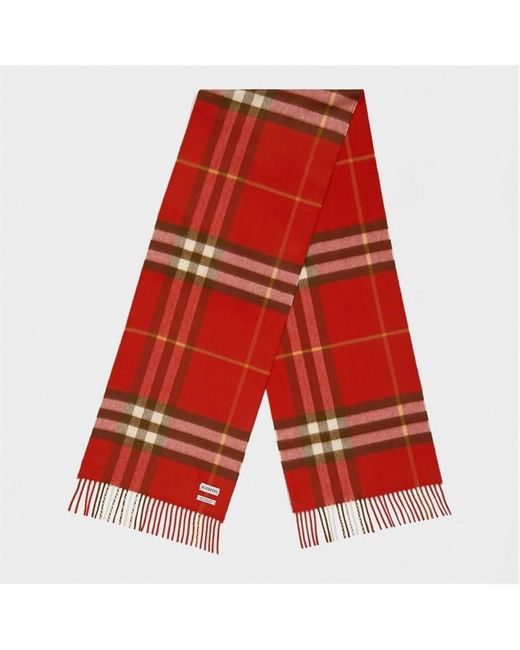 Burberry Red Check Cashmere Scarf