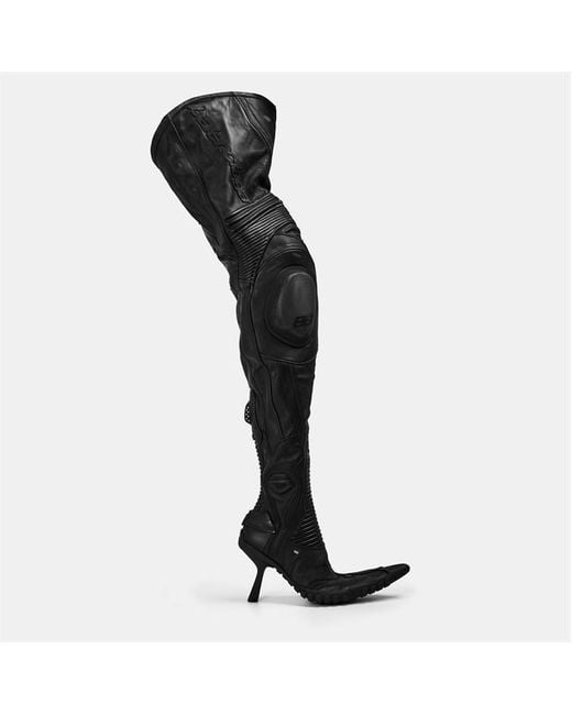 Balenciaga Black Biker Over-The-Knee Boots