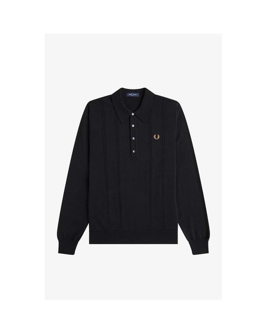 Fred Perry Blue Long Sleeve Polo Shirt for men