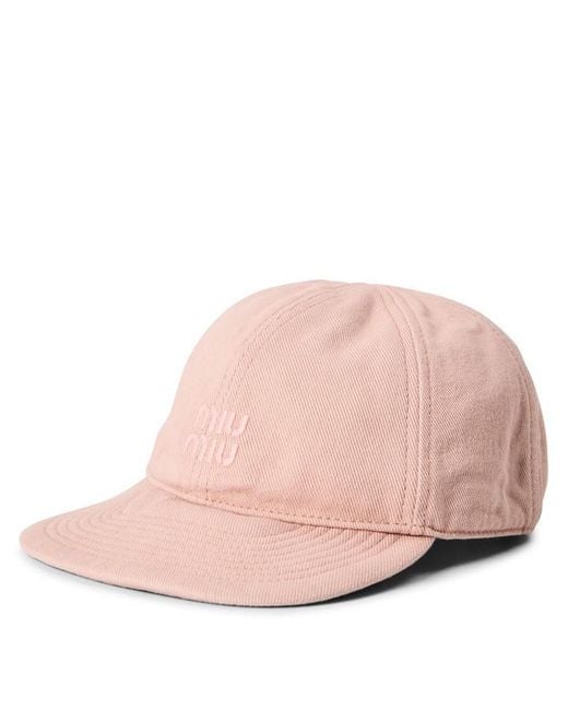 Miu Miu Pink Miu Drill Washed Hat Ld64