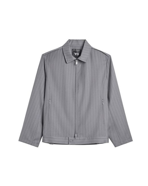 Y-3 Gray Full Zip Stripe Harrington Jacket for men