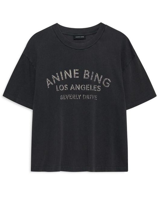 Anine Bing Black Melrose Stencil T-Shirt