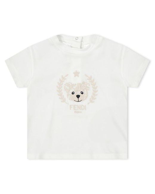 Fendi White Ff Bear Tee