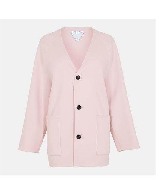Bottega Veneta Pink Wool And Cashmere Long Sleeve Overcoat