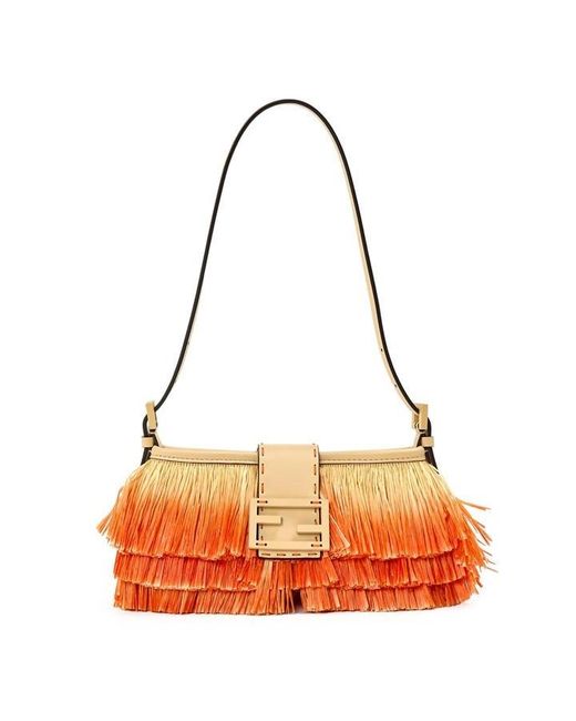 Fendi Red Raffia Baby Shoulder Bag