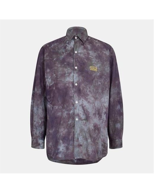 Aries Blue Tie Dye Long Sleeve Shirt for men