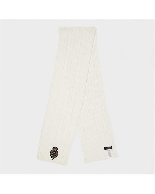 Ralph Lauren White Crest Cable-Knit Scarf