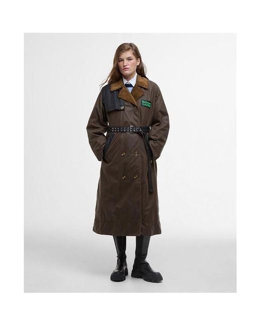 BARBOUR X GANNI Brown Waxed Cotton Long Sleeve Wax Jacket