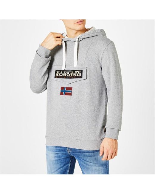 Napapijri Gray Burgee Logo Hoodie for men