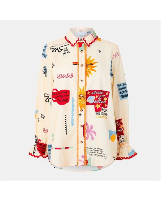 Never Fully Dressed Metallic Poema Geanie Long-Sleeve Patterned Shirt