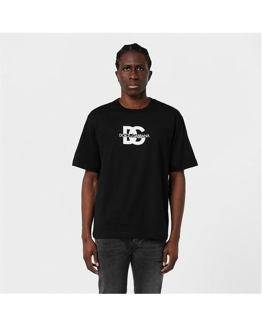 Dolce & Gabbana Black Logo Print Cotton T-shirt for men