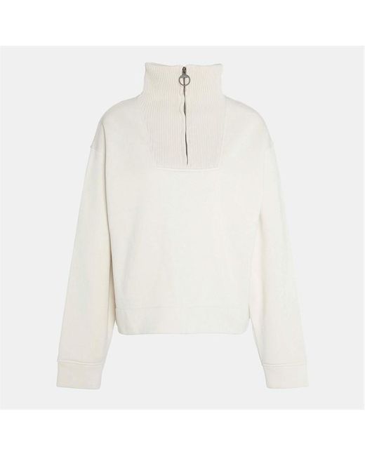 Barbour White Fleur Half-Zip Sweatshirt