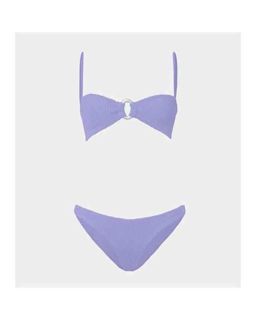 Hunza G Purple Misty Textured Crinkle Uv Protection Chlorine Resistant Bikini Set