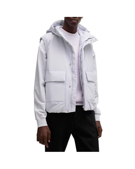 HUGO Gray Branden Water Repellent Gilet for men