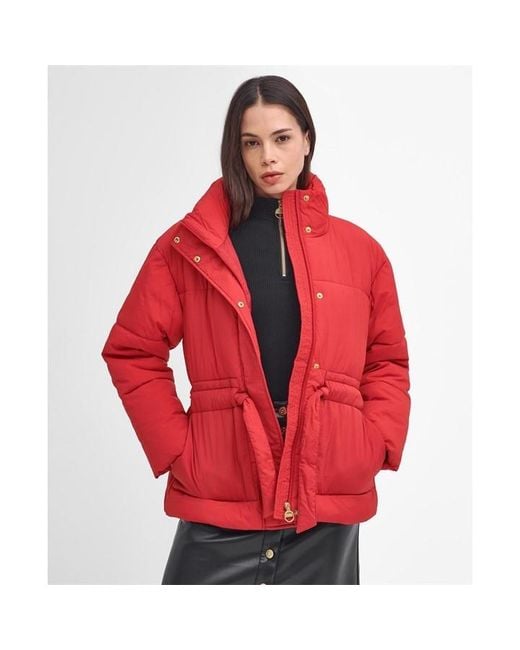 Barbour Red Cindy Short Puffer Jacket