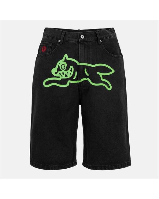 ICECREAM Green Denim Shorts for men