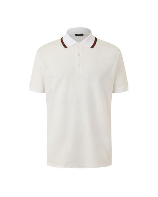 Gucci White Web Trim Polo for men
