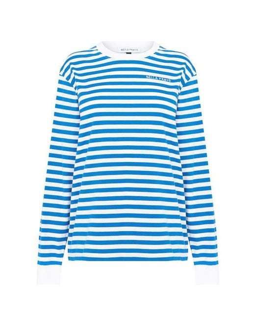 Bella Freud Blue Long Sleeve Striped T-shirt