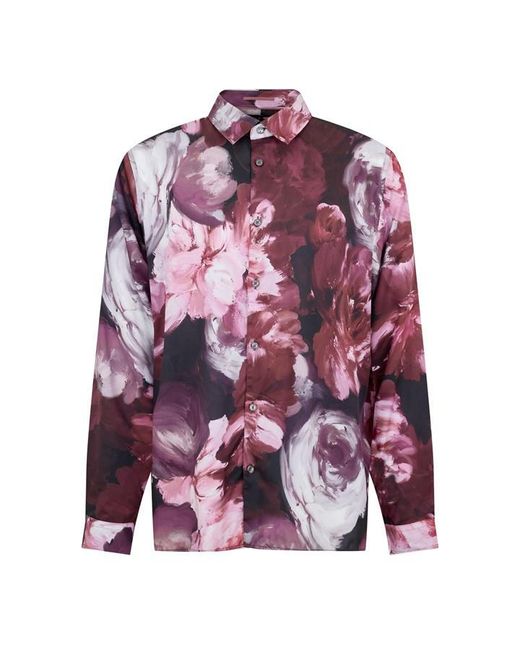 Ted Baker Purple Biton Long-Sleeve Patterned Shirt for men