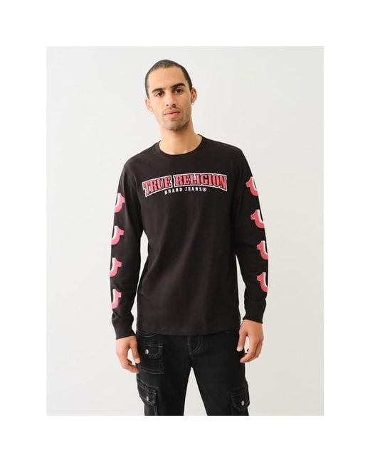 True Religion Black Horseshoe Long Sleeve T-Shirt for men
