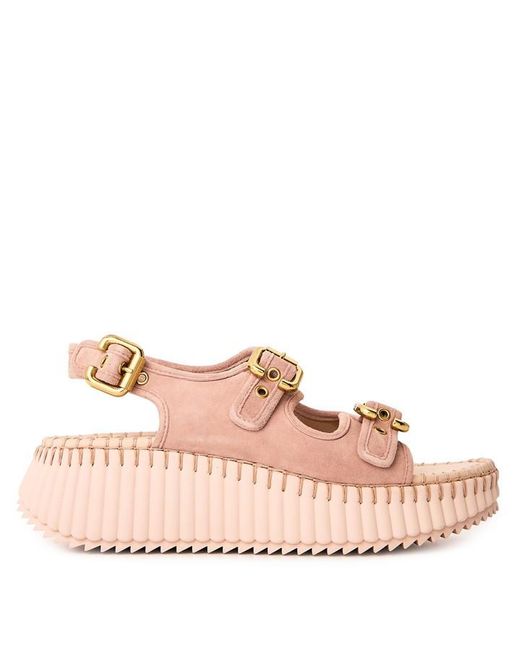 Chloé Pink Nama Flatform Sandals