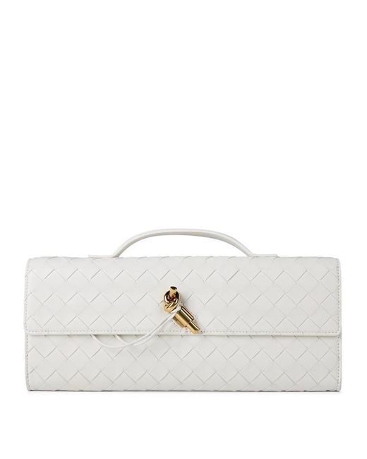 Bottega Veneta White Long Clutch Andiamo With Handle