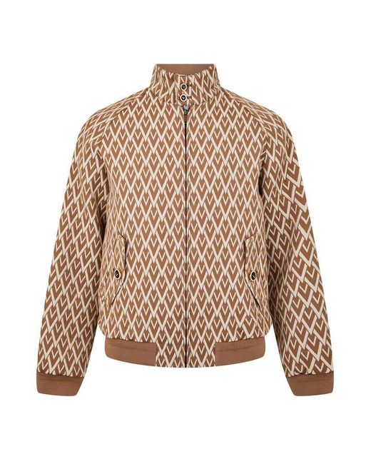 Valentino Brown All Over Logo Wool Long Sleeve Softshell Jacket for men