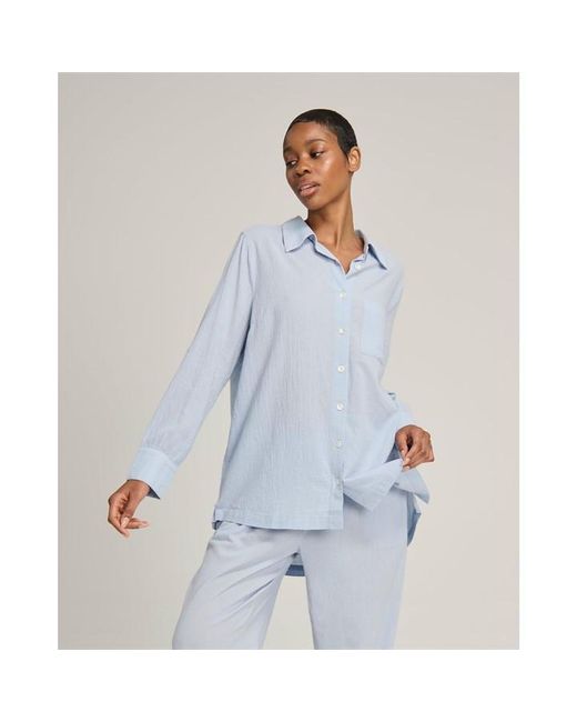 Nudea Blue Pj Shirt Organic Cotton Gauze for men