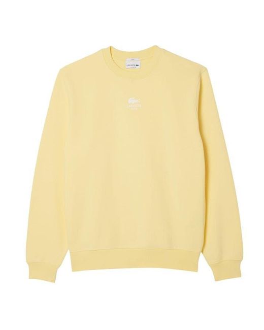 Lacoste Yellow Printed Fleece Sweatshirt for men
