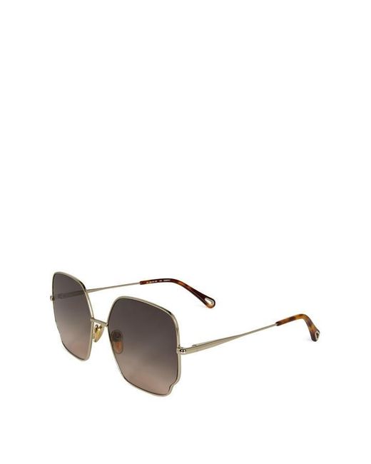 Chloé Metallic Hexagonal Lens Full Rim Retro Sunglasses