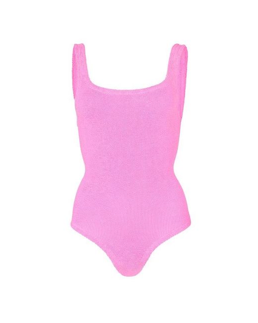 Hunza G Purple Coverage Swim Scoop Neck Swimsuit