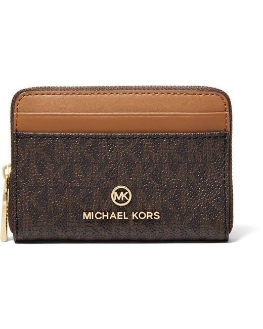 MICHAEL Michael Kors Brown Michael Jet Set Logo Print Card Holder