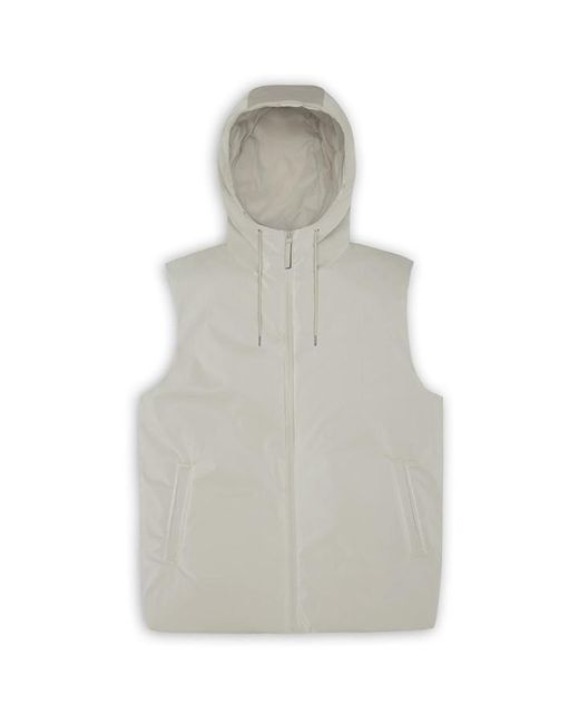 Rains Gray Lohja Waterproof Insulated Hooded Gilet for men