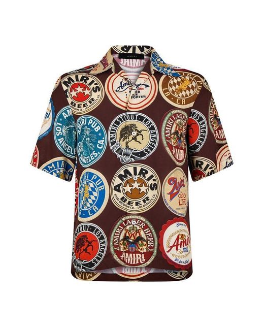 Amiri Brown Coasters Bowling Shirt for men