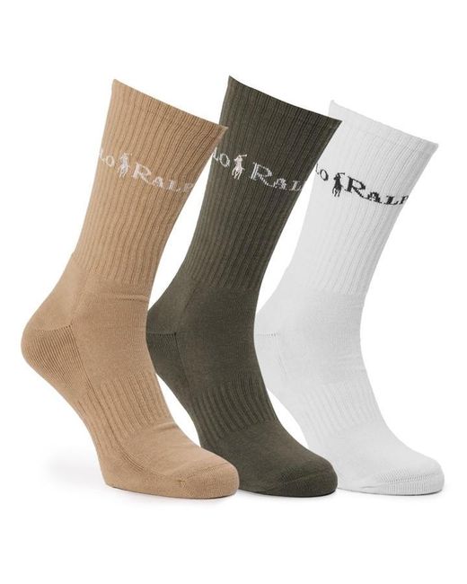 Polo Ralph Lauren Gray Cotton 3-Pack Crew Socks for men
